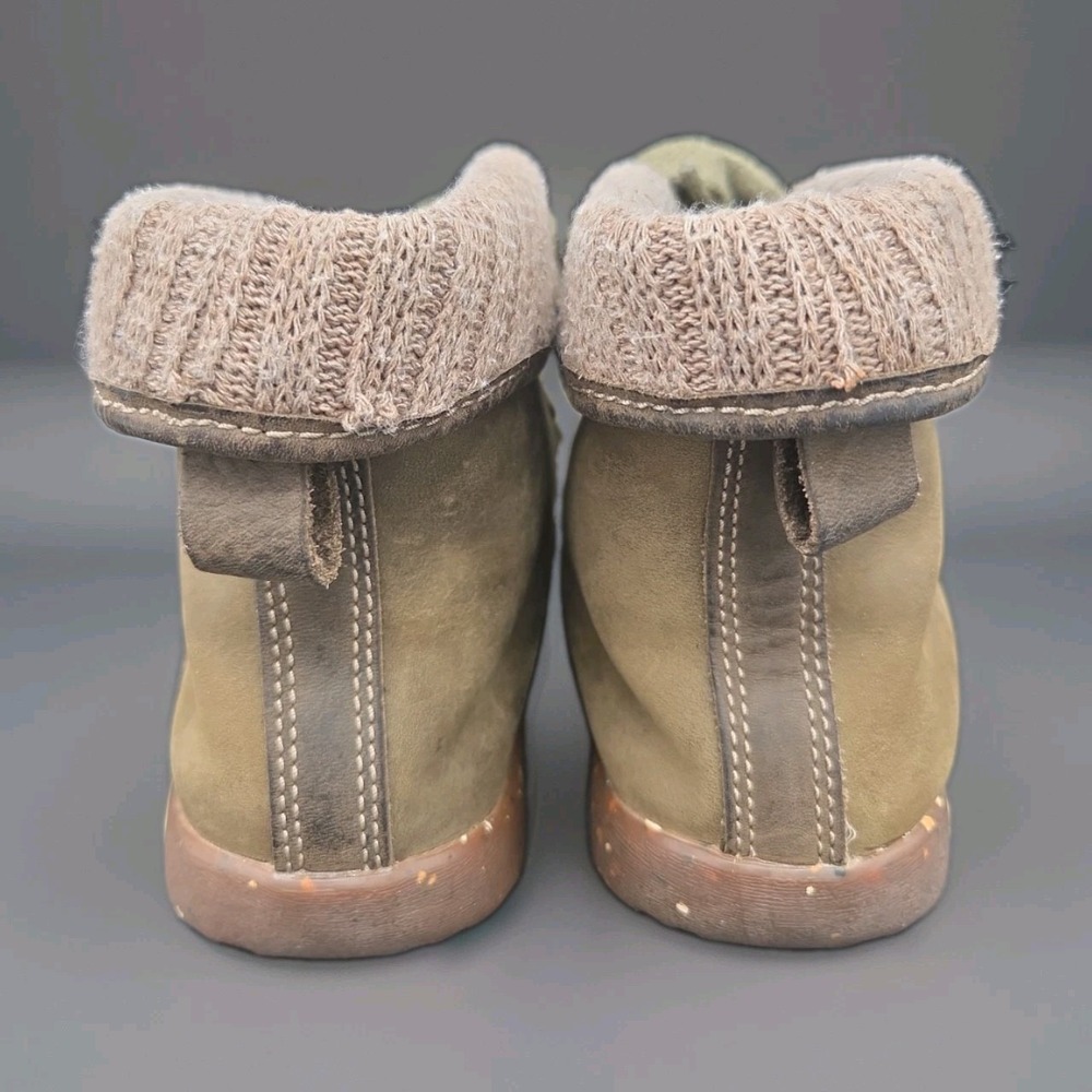Chaco Barbary Ivy Green Leather Wool Collar Ankle Boots Womens Size 6 J106810 - Picture 6 of 8